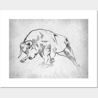 Bull - Handmade Pencil Drawing Posters and Art